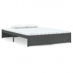 Estructura de cama de madera maciza gris 140x190 cm H