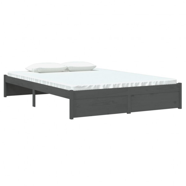 Estrutura de cama 140x190 cm madeira maciça cinzento M 3