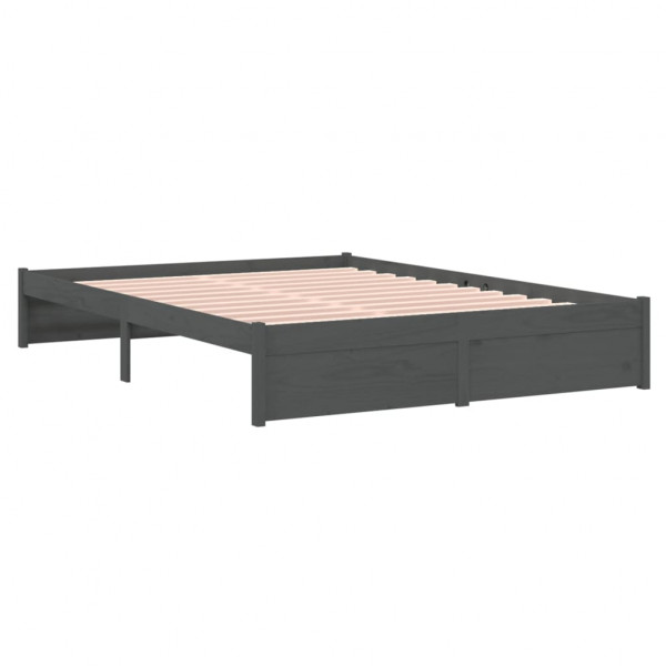 Estructura de cama de madera maciza gris 140x190 cm M 4