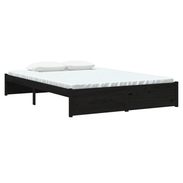 Estrutura de cama 140x190 cm madeira maciça preto M 3