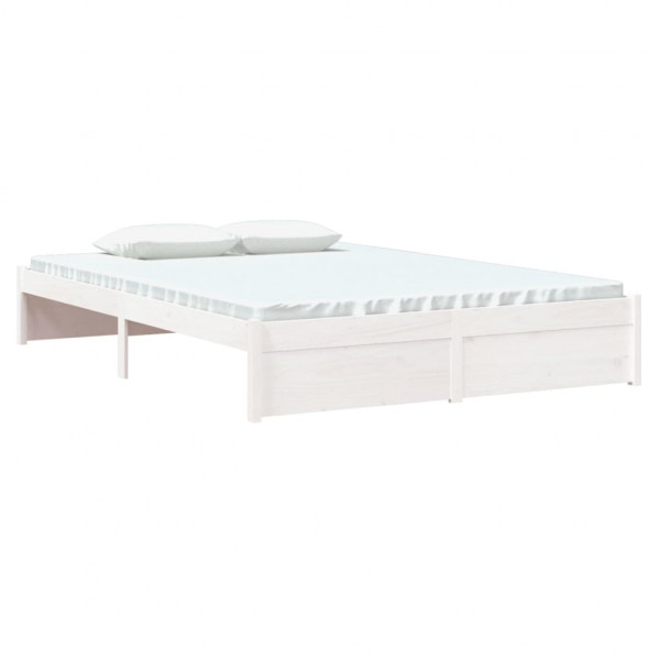 Estrutura de cama 140x200 cm madeira maciça branco M 3