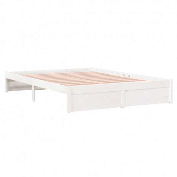 Estructura de cama madera maciza blanca 140x200 cm M 4