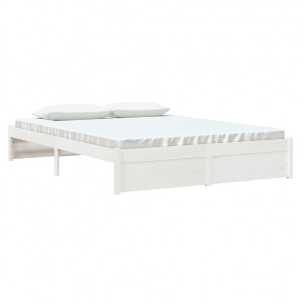 Estructura de cama madera maciza blanco tamaño king 150x200 cm M 3