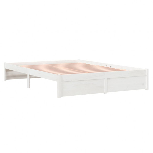 Estrutura de cama king 150x200 cm madeira maciça branco M 4