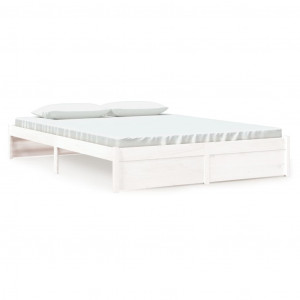Estructura de cama de madera maciza blanco 160x200 cm H