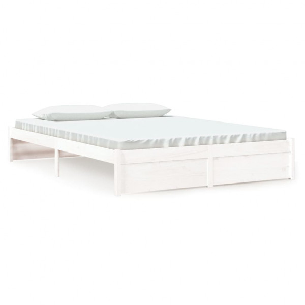 Estrutura de cama 160x200 cm madeira maciça branco M 2