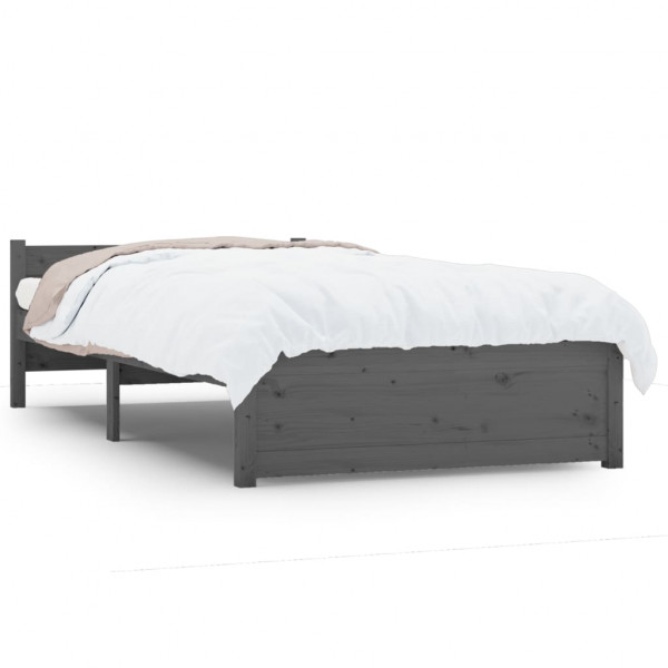 Estructura de cama individual madera maciza gris 75x190 cm M 2