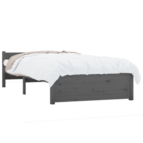Estructura de cama individual madera maciza gris 75x190 cm M 3