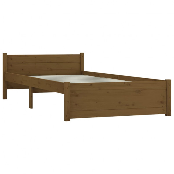 Estructura cama madera maciza individual marrón miel 75x190 cm M 4