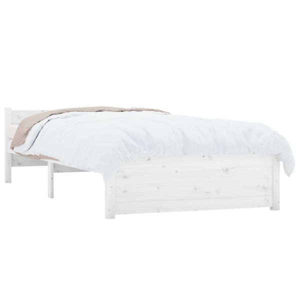 Estructura de cama individual madera maciza blanca 90x190 cm M 3