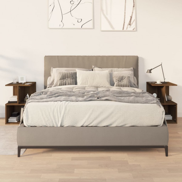 Mesitas de noche 2 uds contrachapada marrón roble 35x35x55 cm D