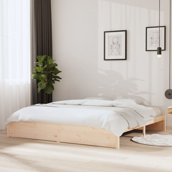 Estructura de cama madera maciza 200x200 cm D