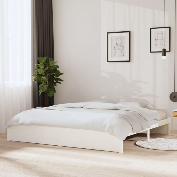 Estructura de cama madera maciza blanco 200x200 cm D