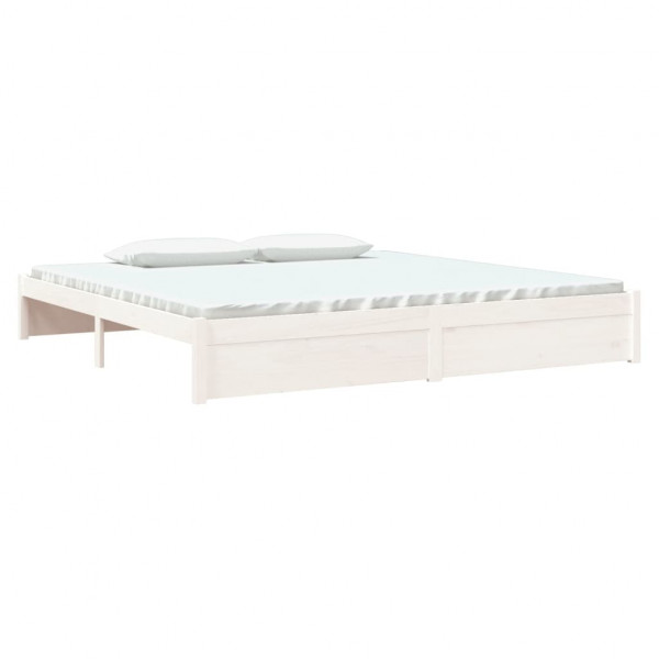 Estrutura de cama 200x200 cm madeira maciça branco M 3