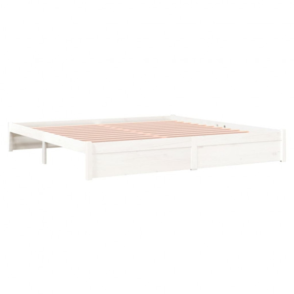Estrutura de cama 200x200 cm madeira maciça branco M 4