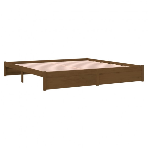 Estructura de cama madera maciza marrón miel 200x200 cm M 4