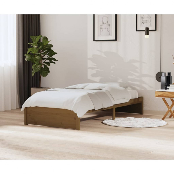 Estructura de cama madera maciza marrón miel 90x200 cm D