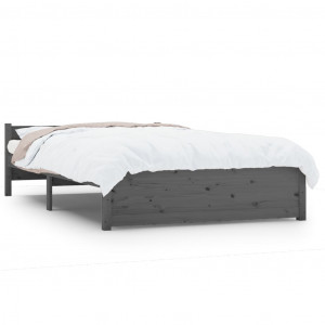 Estrutura de cama casal 135x190 cm madeira maciça cinzento H