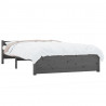 Estrutura de cama casal 135x190 cm madeira maciça cinzento 3