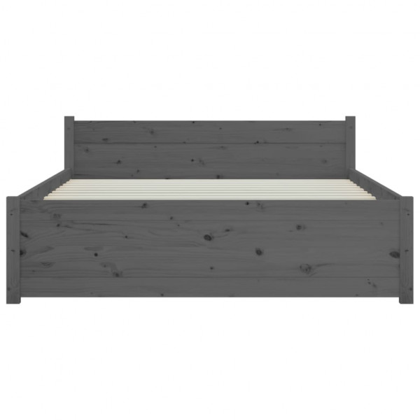 Estrutura de cama casal 135x190 cm madeira maciça cinzento M 5