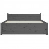 Estrutura de cama casal 135x190 cm madeira maciça cinzento 5