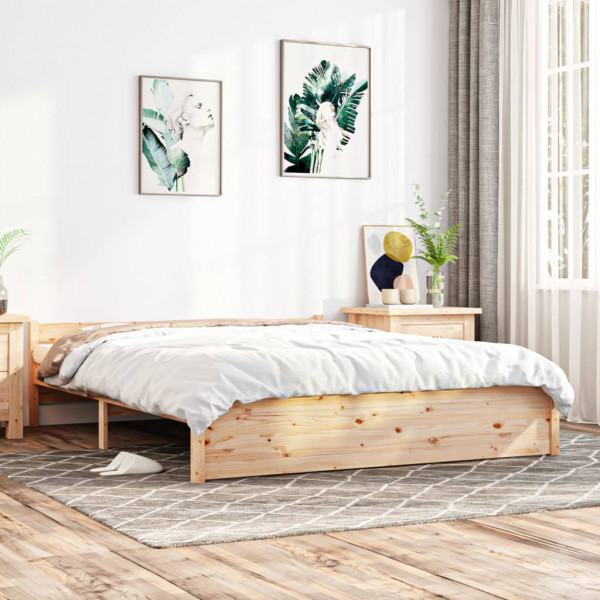 Estructura de cama de madera maciza 140x190 cm D