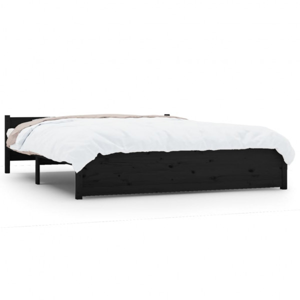 Estructura de cama de madera maciza negro 140x190 cm M 2
