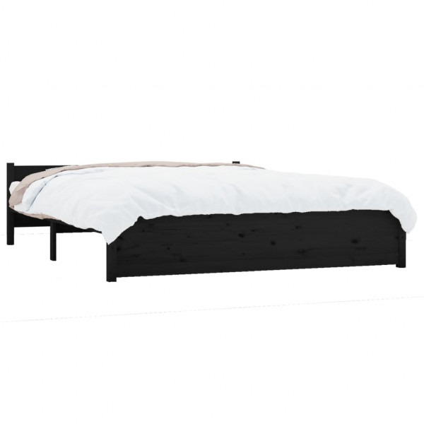 Estrutura de cama 140x190 cm madeira maciça preto M 3
