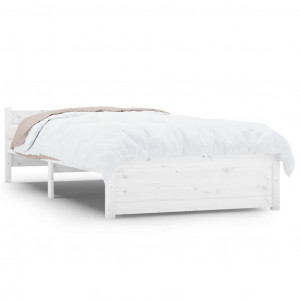 Estrutura de cama 90x200 cm madeira maciça branco H