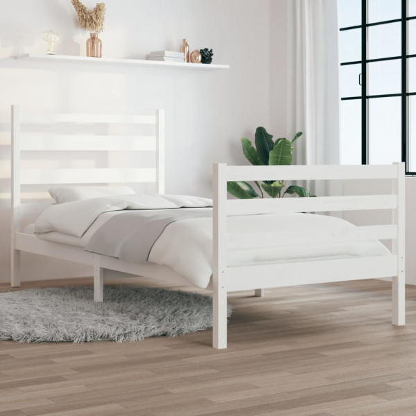 Estructura de cama madera maciza de pino blanco 100x200 cm D