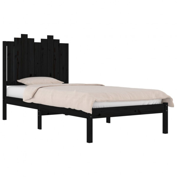 Estructura de cama madera maciza de pino negra 100x200 cm M 3