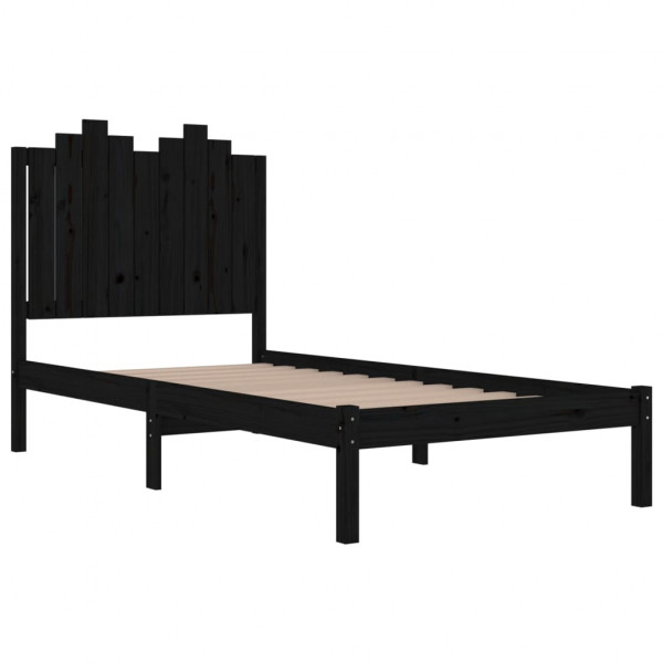 Estructura de cama madera maciza de pino negra 100x200 cm M 4