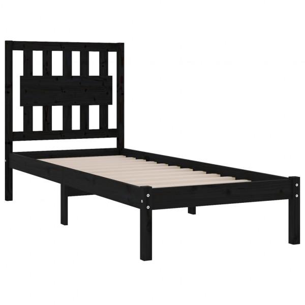 Estructura de cama madera maciza pino negra 75x190 cm 2FT6 M 4