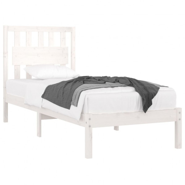 Estructura de cama individual madera maciza blanco 90x190 cm M 3