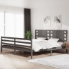 Estructura de cama de madera maciza de pino gris 200x200 cm 1