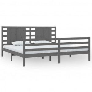 Estructura de cama de madera maciza de pino gris 200x200 cm H
