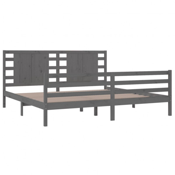 Estructura de cama de madera maciza de pino gris 200x200 cm M 4
