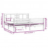 Estructura de cama de madera maciza de pino gris 200x200 cm 5