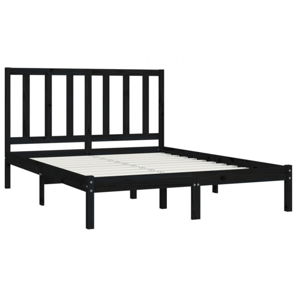 Estrutura de cama 140x190 cm madeira de pinho maciça preto M 4