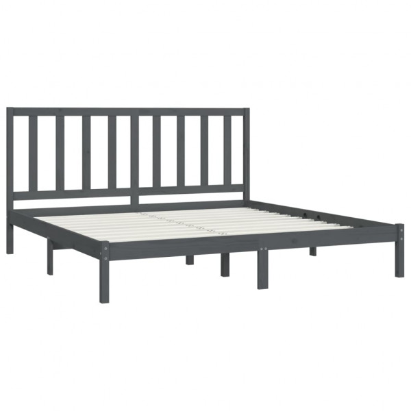 Estructura de cama de madera maciza de pino gris 200x200 cm M 4