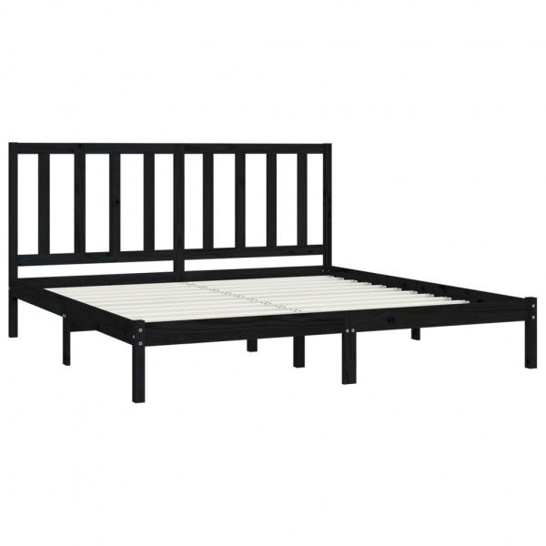 Estructura de cama de madera maciza de pino negra 200x200 cm M 4