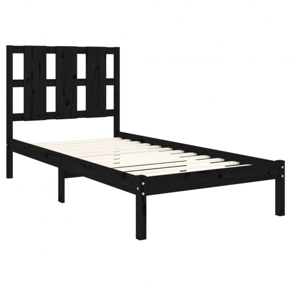 Estructura de cama madera maciza de pino negra 100x200 cm M 4