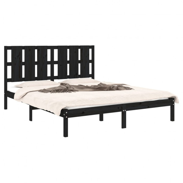 Estructura de cama madera maciza King Size negro 150x200 cm M 3