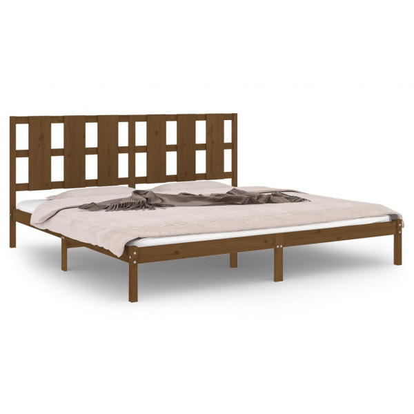 Estructura de cama madera maciza de pino marrón miel 200x200 cm M 2