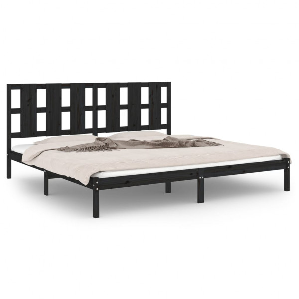 Estructura de cama de madera maciza de pino negra 200x200 cm M 2