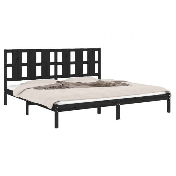Estrutura de cama 200x200 cm pinho maciço preto M 3