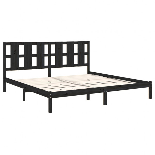 Estructura de cama de madera maciza de pino negra 200x200 cm M 4