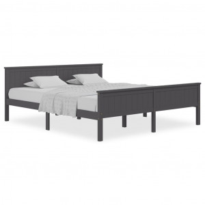 Estructura de cama madera maciza de pino gris 200x200 cm H