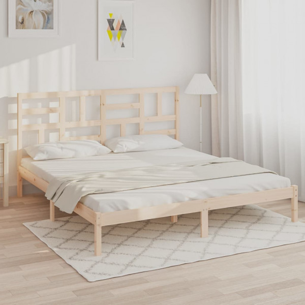 Estructura de cama madera maciza Super King 180x200 cm D