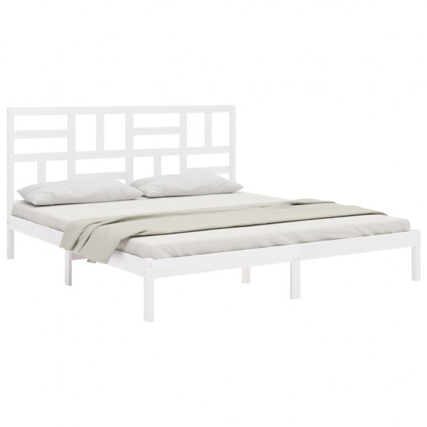 Estructura de cama madera maciza blanca Super King 180x200 cm M 3